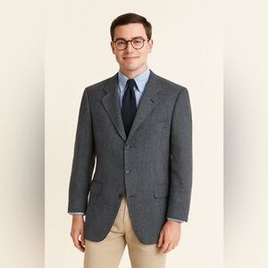 Canali x Boyds Blue Houndstooth Virgin Wool Blazer Sz. 56‎